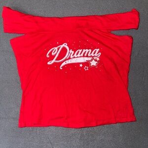 Y2K Style Red Off The Shoulder Drama Top